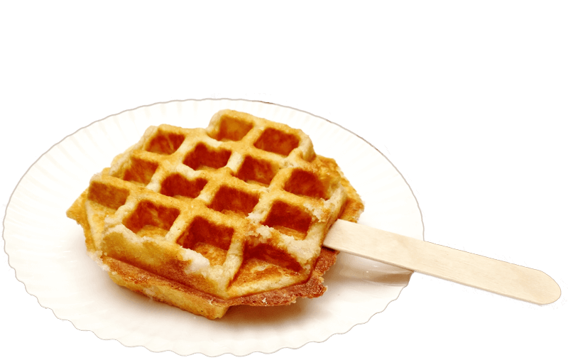 Original belgische Waffeln, pur und warm direkt aus dem Waffeleisen auf die Hand