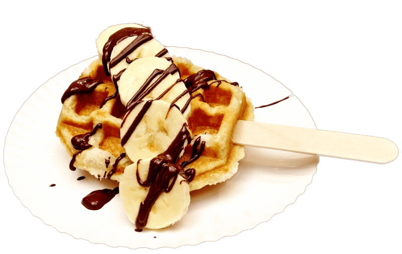 Original lütticher belgische Waffeln mit Banane und belgischer Schokolade