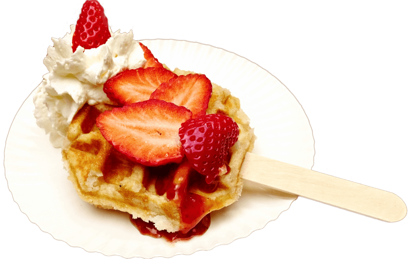 Original lütticher Waffel mit Sahne, selbstgemachter Erdbeersauce und frischen Erdbeeren